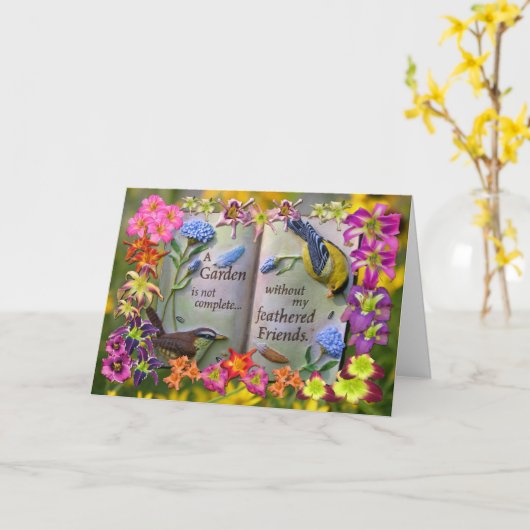 Feathered Friends Kaart (Gele Bloem)