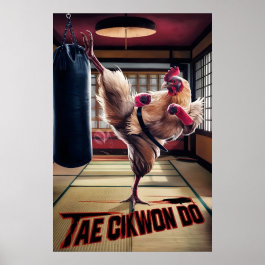 Feathered Fury: Kip Kicking Ponsen Bag Poster (Voorkant)