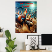 Feathered Gathering: Kippen zwerven in weide Poster (Thuiskantoor)