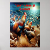 Feathered Gathering: Kippen zwerven in weide Poster (Voorkant)