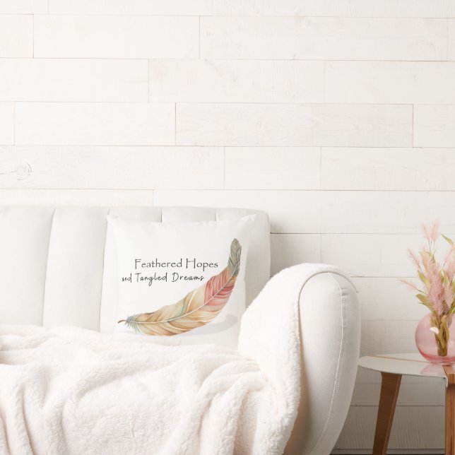 Feathered Hopes Pillow Boho Vernieuwingsaccent Kussen (Bank)