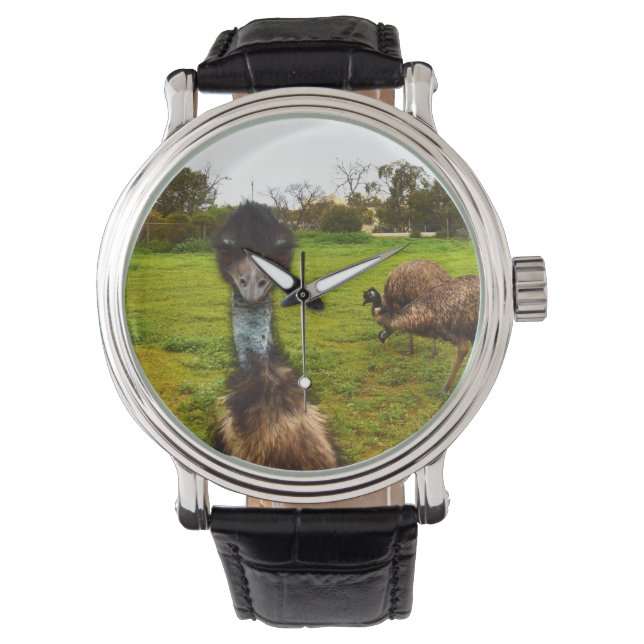 "Feathered Interruption: De Grote EMU-fotobom" Horloge (Voorkant)