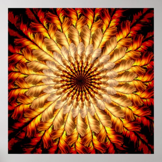 Feathered Sun Mandala Poster (Voorkant)