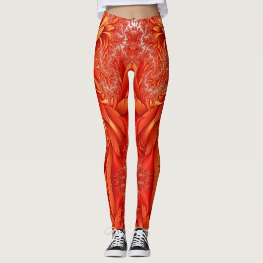 Featherfractaal ontwerp - rood leggings (Voorkant)
