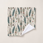 Feathers and Arrows Towel Earthy Ethnic Vibe Bad Handdoek (Wasdoekje)