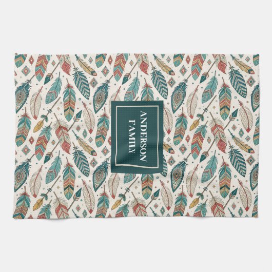 Feathers & Arrows Towel Personalized Tribal Look Theedoek (Horizontaal)