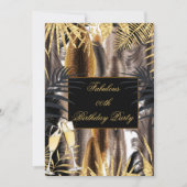 Feathers Black Gold Brown Champagne Birthday Kaart (Voorkant)