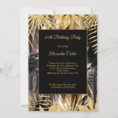 Feathers Black Gold Brown Champagne Birthday Kaart (Achterkant)