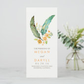 Feathers Boho Blauwgroen huwelijksprogramma's Programmakaart (Staand voorkant)