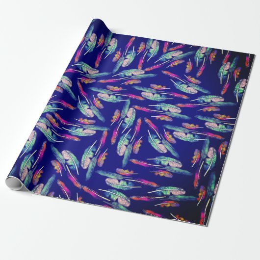 Feathers boho color cadeaupapier (Uitgerold)