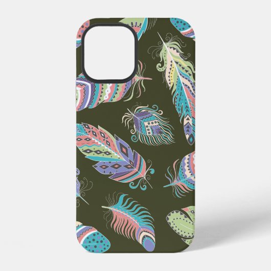 Feathers Boho Seamless Pattern. Etnische stam iPhone Hoesje (Achterkant)