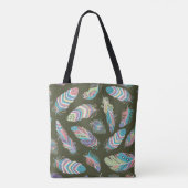 Feathers Boho Seamless Pattern. Etnische stam Tote Bag (Achterkant)