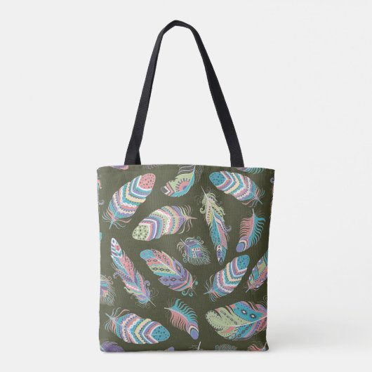 Feathers Boho Seamless Pattern. Etnische stam Tote Bag (Achterkant)