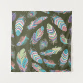 Feathers Boho Seamless Pattern. Etnische stam Wandkleed (Voorkant (horizontaal))