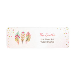 Feathers Boho Tribal Return Address Label Wild One