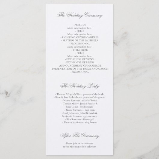 Feathers Boho Trouwprogramma's Programmakaart (Achterkant)