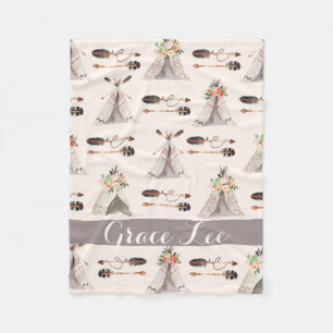 Feathers Boho waterverf, op maat gesneden deken