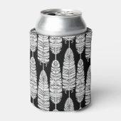 Feathers boho: zwart-wit patroon blikjeskoeler (Blikje Voorkant)