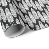 Feathers boho: zwart-wit patroon cadeaupapier (Rol Hoek)