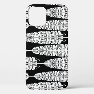 Feathers boho: zwart-wit patroon Case-Mate iPhone case