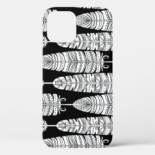 Feathers boho: zwart-wit patroon Case-Mate iPhone case (Achterkant)