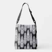 Feathers boho: zwart-wit patroon crossbody tas (Achterkant)