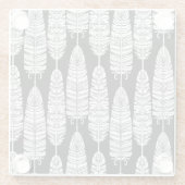 Feathers boho: zwart-wit patroon glazen onderzetter (Achterkant)