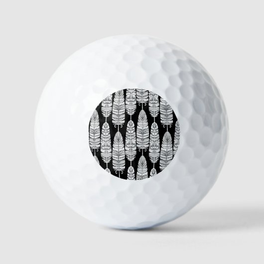 Feathers boho: zwart-wit patroon golfballen (Voorkant)