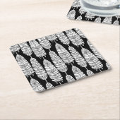 Feathers boho: zwart-wit patroon kartonnen onderzetters (Schuin)