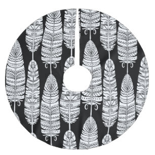 Feathers boho: zwart-wit patroon kerstboom rok