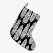 Feathers boho: zwart-wit patroon kleine kerstsok (Voorkant (Hangend))