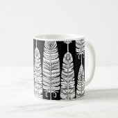 Feathers boho: zwart-wit patroon koffiemok (Voorkant rechts)