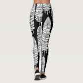 Feathers boho: zwart-wit patroon leggings (Achterkant)