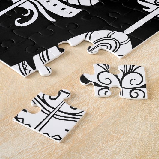 Feathers boho: zwart-wit patroon legpuzzel (Zijkant)