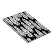 Feathers boho: zwart-wit patroon notitieboek (Rechterzijde)