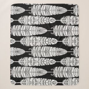 Feathers boho: zwart-wit patroon sherpa deken