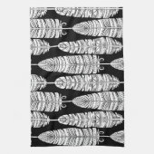 Feathers boho: zwart-wit patroon theedoek (Verticaal)