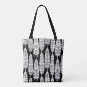 Feathers boho: zwart-wit patroon tote bag (Achterkant)