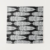 Feathers boho: zwart-wit patroon wandkleed (Voorkant (horizontaal))
