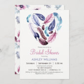 Feathers Bruids Douche Uitnodiging (Voorkant / Achterkant)