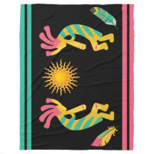 Feathers en Kokopelli Fleece Blanket