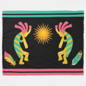 Feathers en Kokopelli Fleece Blanket (Voorkant (Horizontaal))
