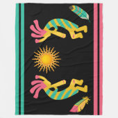 Feathers en Kokopelli Fleece Blanket Deken (Voorkant)