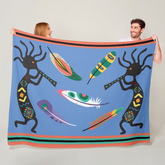 Feathers en Kokopelli Fleece Blanket Deken (In situ)