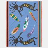Feathers en Kokopelli Fleece Blanket Deken (Voorkant)