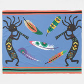 Feathers en Kokopelli Fleece Blanket Deken (Voorkant (Horizontaal))