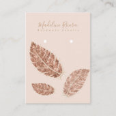 Feathers Faux Gold Artisan Earring Display Kaart Contactkaartje (Voorkant)