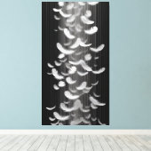 Feathers float against a dim background canvas afdruk (Insitu (Houten vloer))