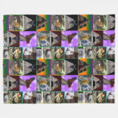 Feathers in Focus: Een Collage van Kippen Hanen Fleece Deken (Voorkant (Horizontaal))