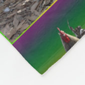 Feathers in Focus: Een Collage van Kippen Hanen Fleece Deken (Hoek)